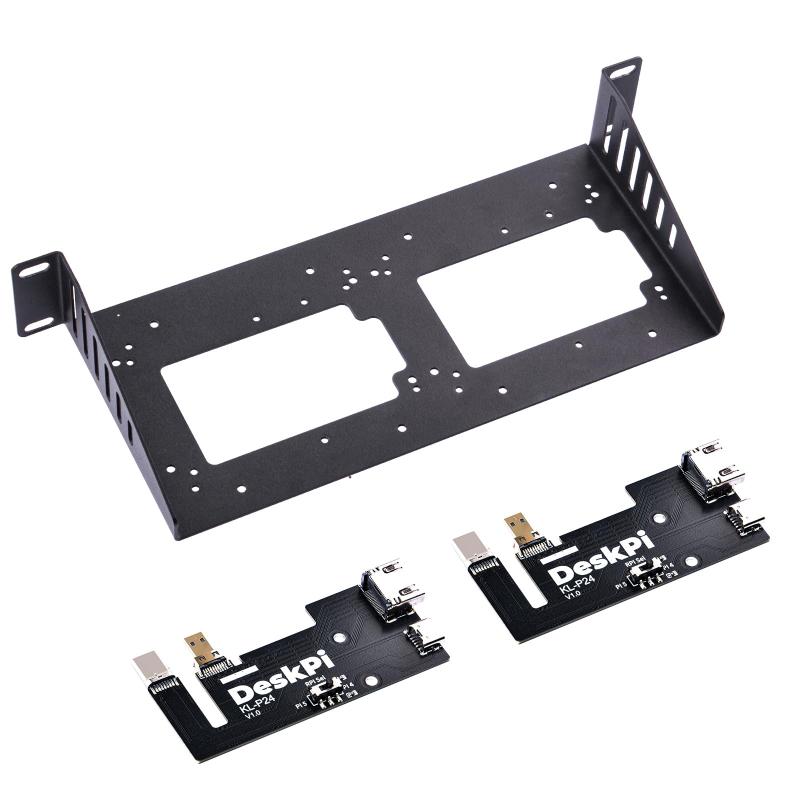 GeeekPi DeskPi RackMate アクセサリ SBC シェル 10 インチ 1U ラック、Raspberry Pi 5 / Pi 4B 用 Micro HDMI から HDMI アダプタ ボード x 2 付き、T0/T1/T2に適用オンボード スイッチ: オンボード スイッチにより、Raspberry Pi 5 と Raspberry Pi 4B の設定を簡単に切り替えることができ、さまざまな構成に柔軟に対応できます。後方拡:USB-C および Micro HDMI ポートが後方に拡張されているため、Rack Mate T1 ミニ シャーシ内のスペースをよりすっきりと効率的に使用できます。