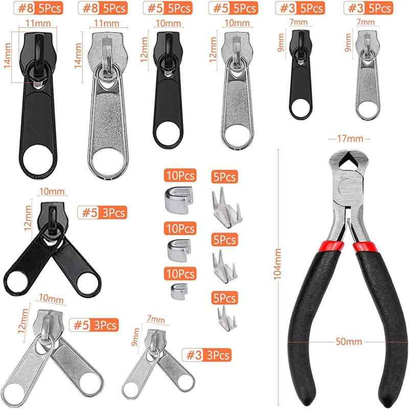 SZSL ファスナー 修理キット 修理用ペンチ付き 縫製 交換用 DIY 多機能ジッパーヘッド 財布裁縫/手作り/服装/荷物/手芸 バッグ/ジャケット/テント 修理コート/バッグに使用でき 修理屋さんに astershop-10678446 アスターショップ サンプル画像2