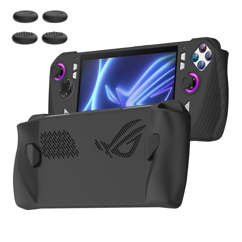 アスターショップのXZSJ ケース 对応 Rog Ally, シリコン製 保護カバー 耐衝撃 落下防止 キズ防止 滑り止め 4つのジョイスティックキャップアクセサリ付き｜アングル2