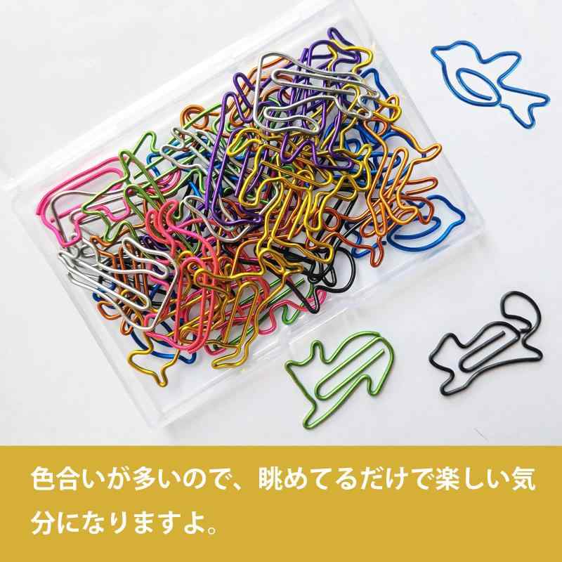 5WYOUKE ゼムクリップ 【40枚セット】ペーパークリップ 動物 クリップ 可愛い ネコ 犬 ペンギン ブックマーク 金属製 書類整理/招待状/付箋/手紙/メモ帳用 文房具 カラー 豊富 メモクリップ 8種 astershop-10688835 アスターショップ サンプル画像3