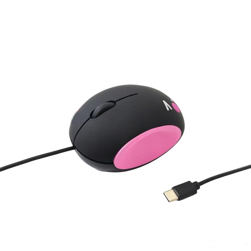 有線マウス USB Type-C接続 静音ボタン 子供向け 小型 かわいい 軽量 ミニ 1200DPI 光学式 携帯 ノートパソコン/タブレット/スマホ/Windows/Mac/Android対応 ブラック + ブルー