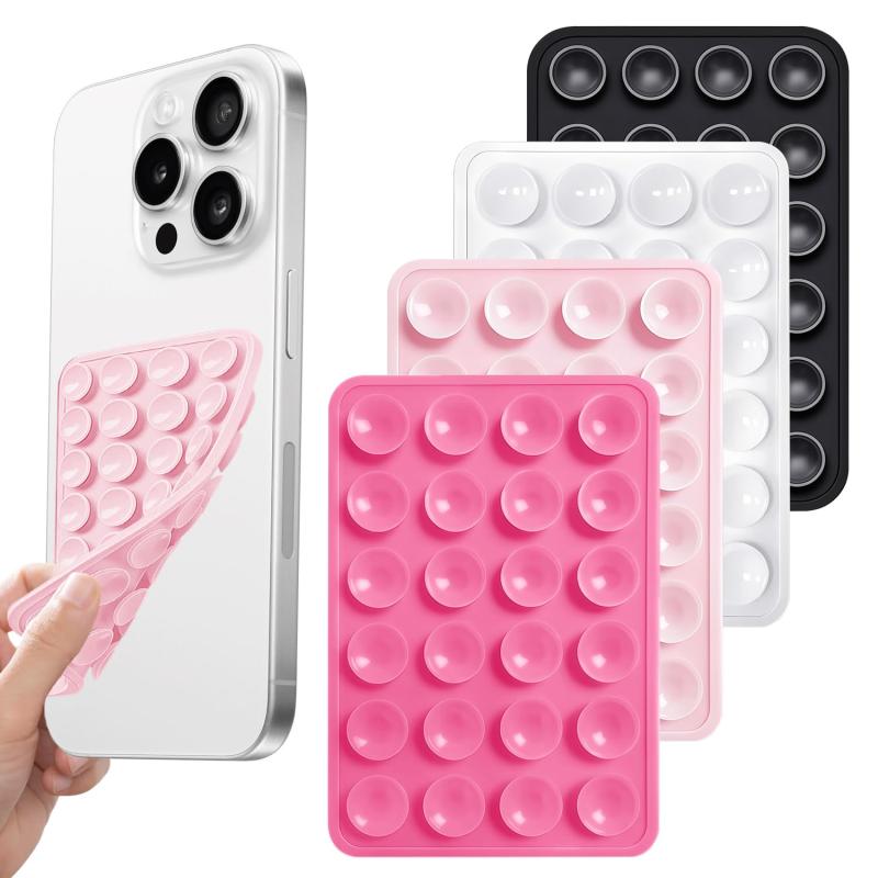スマホ 吸盤 2枚入り/24枚入り 両面吸盤 スマホ 24 グレイン高密着 7.6×5.3cm 強力吸着 バスルーム/ドレッシングテーブル対応 滑り止め・両手解放でビデオ通話/自撮り/料理補助/動画視聴に便利