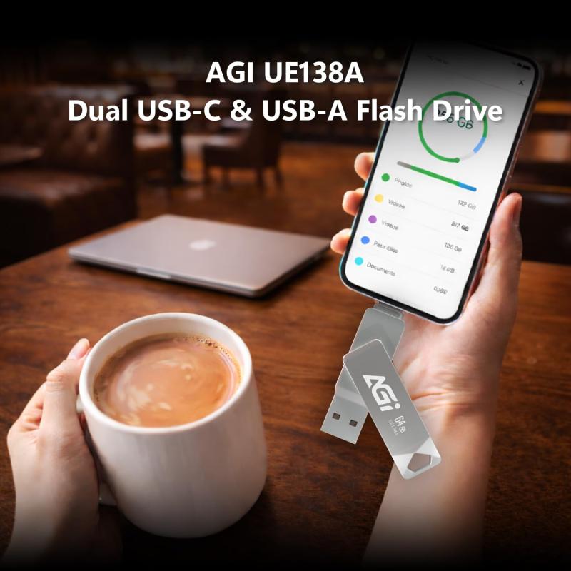 アスターショップのAGI USBメモリ UE138A 64GB USB3.2 Gen1 Type-C/Type-A｜アングル2