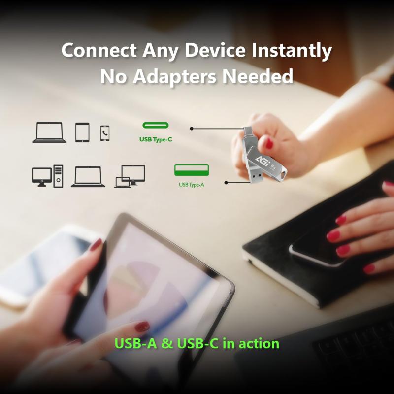 アスターショップのAGI USBメモリ UE138A 64GB USB3.2 Gen1 Type-C/Type-A｜アングル3
