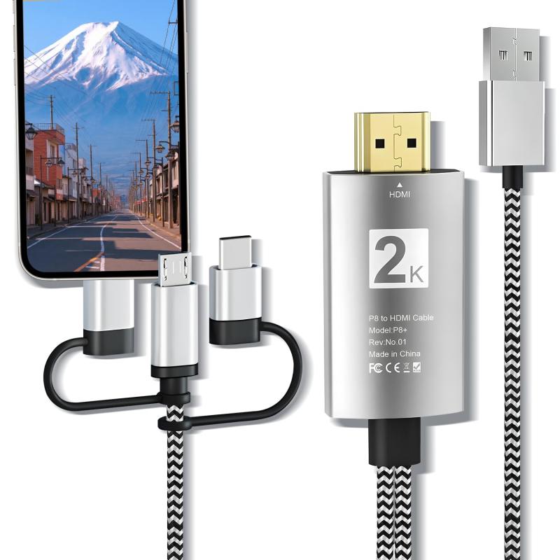 Phone HDMI変換ケーブル HDMI Adapter Phone/Type C/Micro USB to HDMI ケーブル AV/TV視聴Phone HDMI変換ケーブル HDMI Adapter Phone/Type C/Micro USB to HDMI ケーブル AV/TV視聴