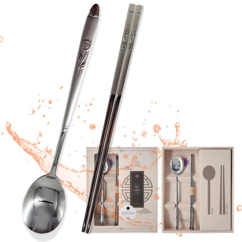 Balwoo [5 Sets] 韓国風 スプーン 箸 セット sus430 ステンレス スチール 金属 スプーン 箸 韓国 食事道具 Mirror Finish 有光表面 astershop-10709254 アスターショップ サンプル画像2