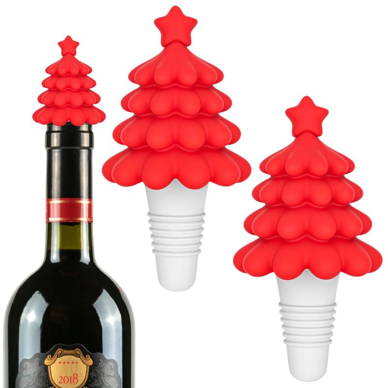 JANKINGS クリスマスツリーワインストッパー – かわいい再利用可能なボトルストッパー ワイン、ホリデーパーティー用品、クリスマスギフトやお祝いの集まりに楽しい装飾ワインセーバー ( astershop-10712450 アスターショップ パッケージ画像