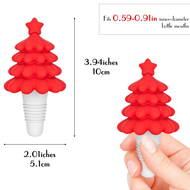 JANKINGS クリスマスツリーワインストッパー – かわいい再利用可能なボトルストッパー ワイン、ホリデーパーティー用品、クリスマスギフトやお祝いの集まりに楽しい装飾ワインセーバー ( astershop-10712450 アスターショップ サンプル画像2