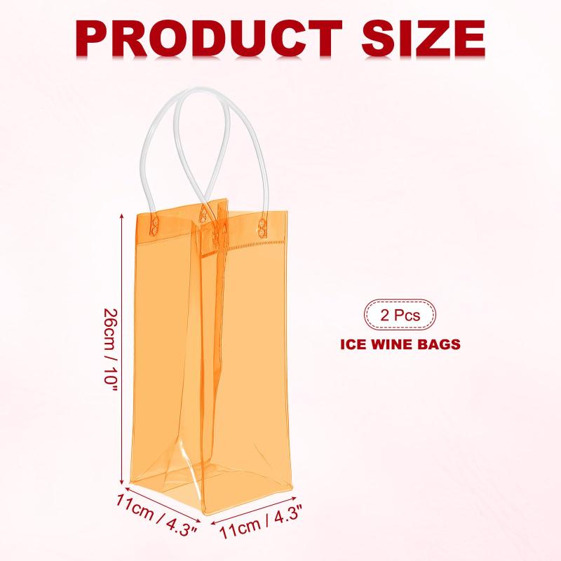 PATIKIL Ice Wine Bag, Portable Collapsible Clear Wine Pouch Cooler Clear PVC Gift Bags with Handles for Champagne astershop-10722733 アスターショップ サンプル画像3