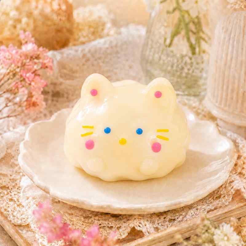 スクイーズ 猫 ぷにぷに もちもち ネコフェイス 癒し雑貨 インテリア小物 イエロー/ホワイト astershop-10738966 アスターショップ パッケージ画像