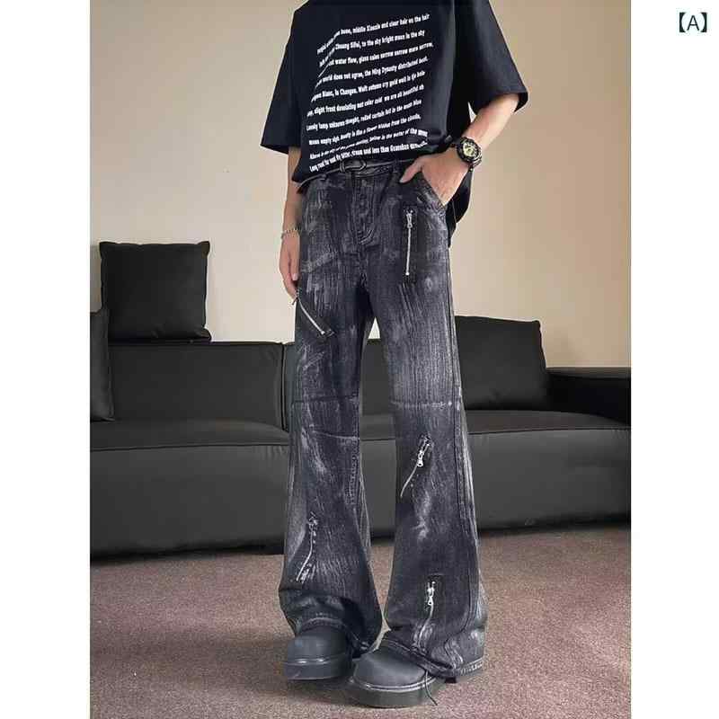 ・カテゴリ: デニムパンツ・スタイル: カジュアル・パンツの形状: ストレート・特殊加工: ウォッシュ加工・丈: フルレングス・ウエスト: ミドルウエスト・生地の厚さ: 薄手・対象: 青少年・主な素材: ポリエステル・着用シーン: 日常使い・デザイン詳細: マルチポケット・伸縮性: 若干あり・裾の形状: ストレート・カラー展開: ブラック・サイズ展開: S、M、L、XL、2XL、3XL・対象性別: メンズ