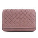 ボッテガヴェネタ BOTTEGAVENETA カードケース 名刺入れ イントレチャート レザー ダークピンク ユニセックス 送料無料【中古】 t18571g