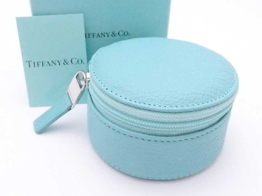 ティファニー TIFFANY&Co. アクセサリーポーチ アクセサリーケース ジュエリーケース レザー ターコイズブルー レディース 送料無料【中古】 e54957g