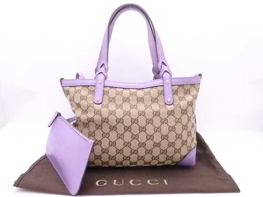 グッチ GUCCI ハンドバッグ トートバッグ GGキャンバス GGキャンバス/レザー ベージュ×パープル レディース 269878 520981 送料無料【中古】 e53357f