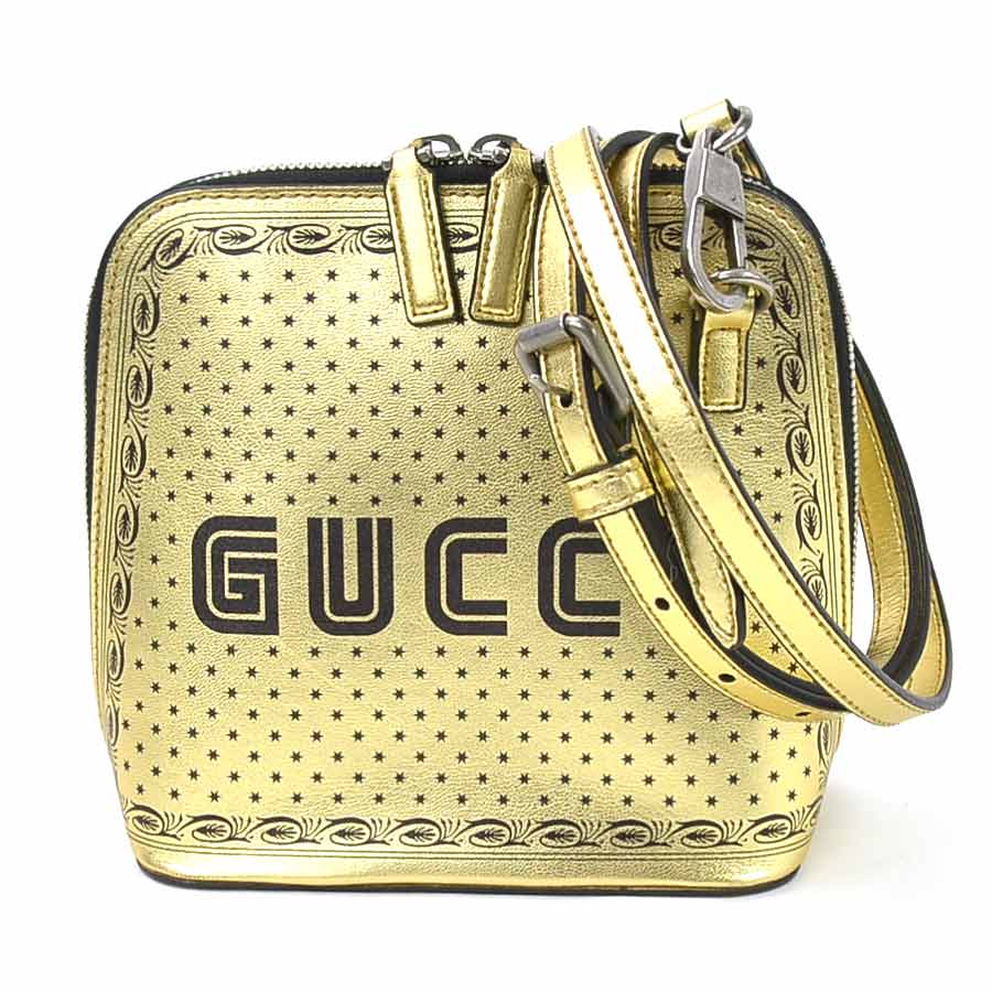 グッチ GUCCI 斜め掛けショルダーバッグ GUCCY レザー ゴールド/ブラック シルバー ユニセックス 51189 送料無料【中古】 e55177a