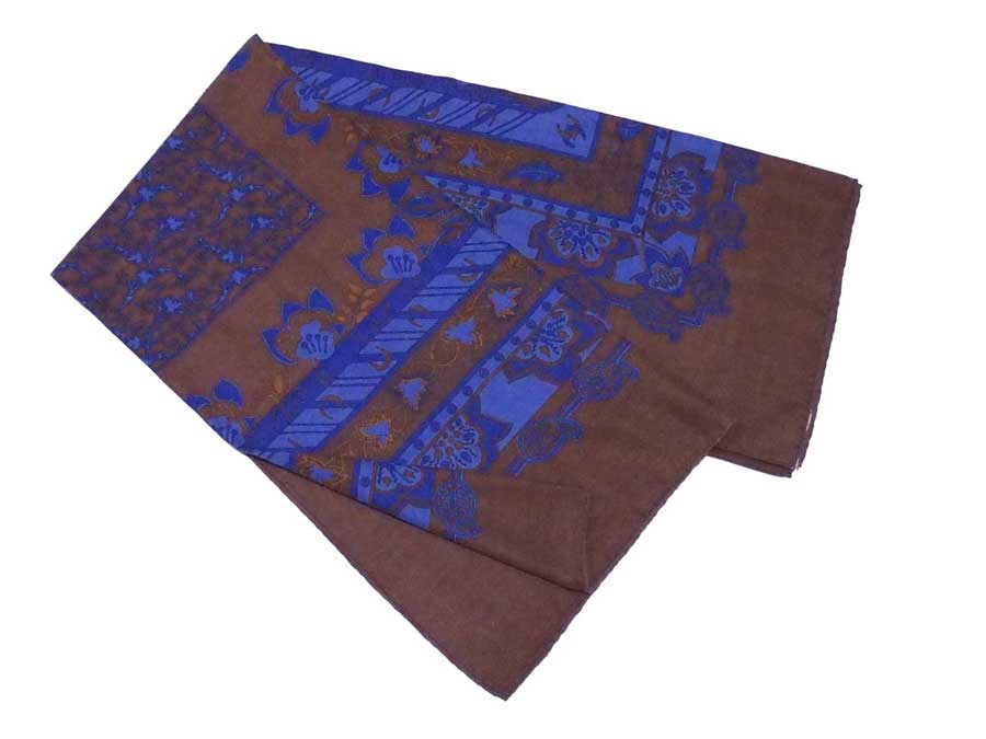 エルメス HERMES ショール ストール カシミヤ/シルク ブラウンxブルー レディース 送料無料【中古】 e53769aのサムネイル