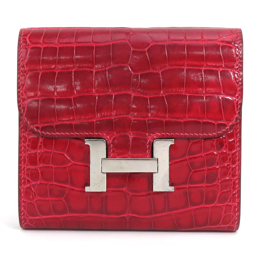 エルメス HERMES 二つ折り財布 コンスタンス コンパクト アリゲーター ブレイズ ユニセックス 送料無料【中古】 99482fのサムネイル