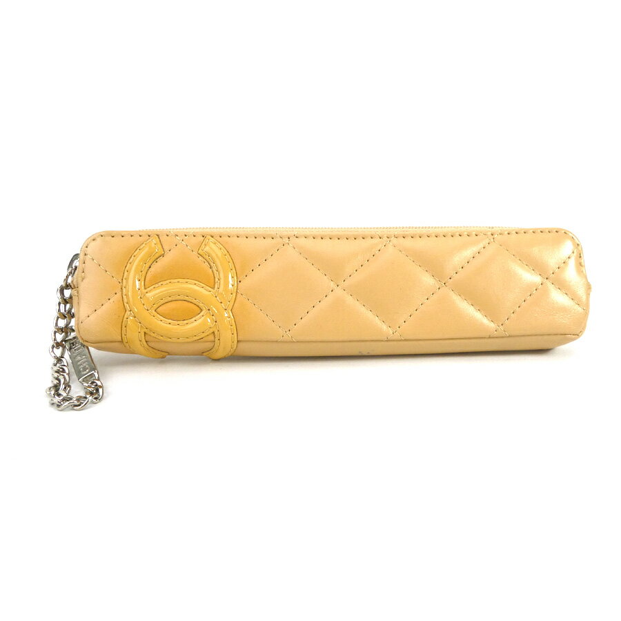 シャネル CHANEL ペンケース カンボンライン レザー/パテントレザー ベージュ シルバー レディース 送料無料【中古】 e55914fのサムネイル