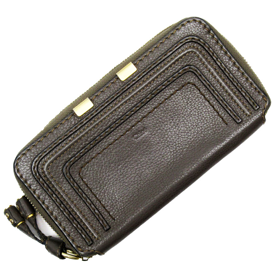 クロエ Chloe ラウンドファスナー長財布 レザー ブラウン レディース 送料無料【中古】 t18917a