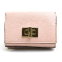 フェンディ FENDI 三つ折り財布 レザー ライトピンク ゴールド レディース 送料無料【中古】 e56186a