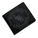 バーバリー BURBERRY 二つ折り財布 レザー ブラック メンズ 送料無料【中古】 t18956i
