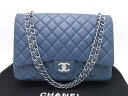 シャネル CHANEL ショルダーバッグ マトラッセ レザー/メタル ネイビーブルーxシルバー レディース 送料無料【中古】 e54751a