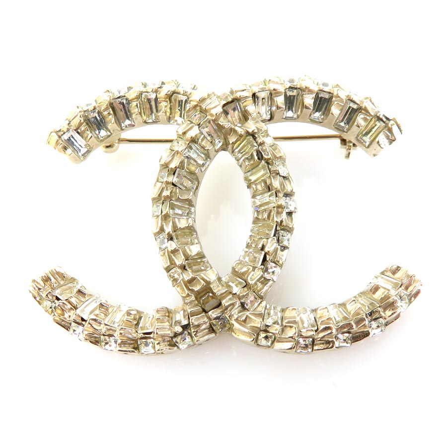 シャネル CHANEL ブローチ ココマーク メタル/ラインストーン ライトゴールド/シルバー レディース 送料無料【中古】 e56573aのサムネイル