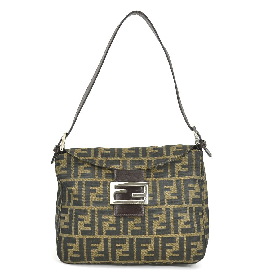 フェンディ FENDI ショルダーバッグ ズッカ キャンバス/レザー ブラウン シルバー レディース 送料無料【中古】 e56685i