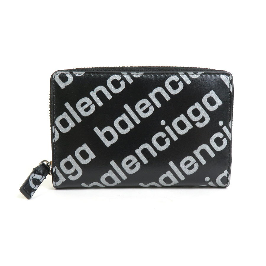 バレンシアガ BALENCIAGA コインケース レザー ブラック×シルバー ユニセックス 616911 送料無料【中古】 r9754a