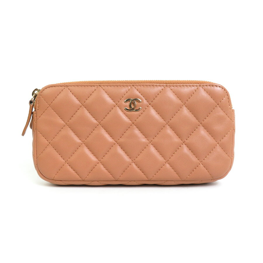 シャネル CHANEL ウォレットチェーン マトラッセ レザー/メタル ピンクブラウン/ゴールド レディース 送料無料【中古】 e56848f