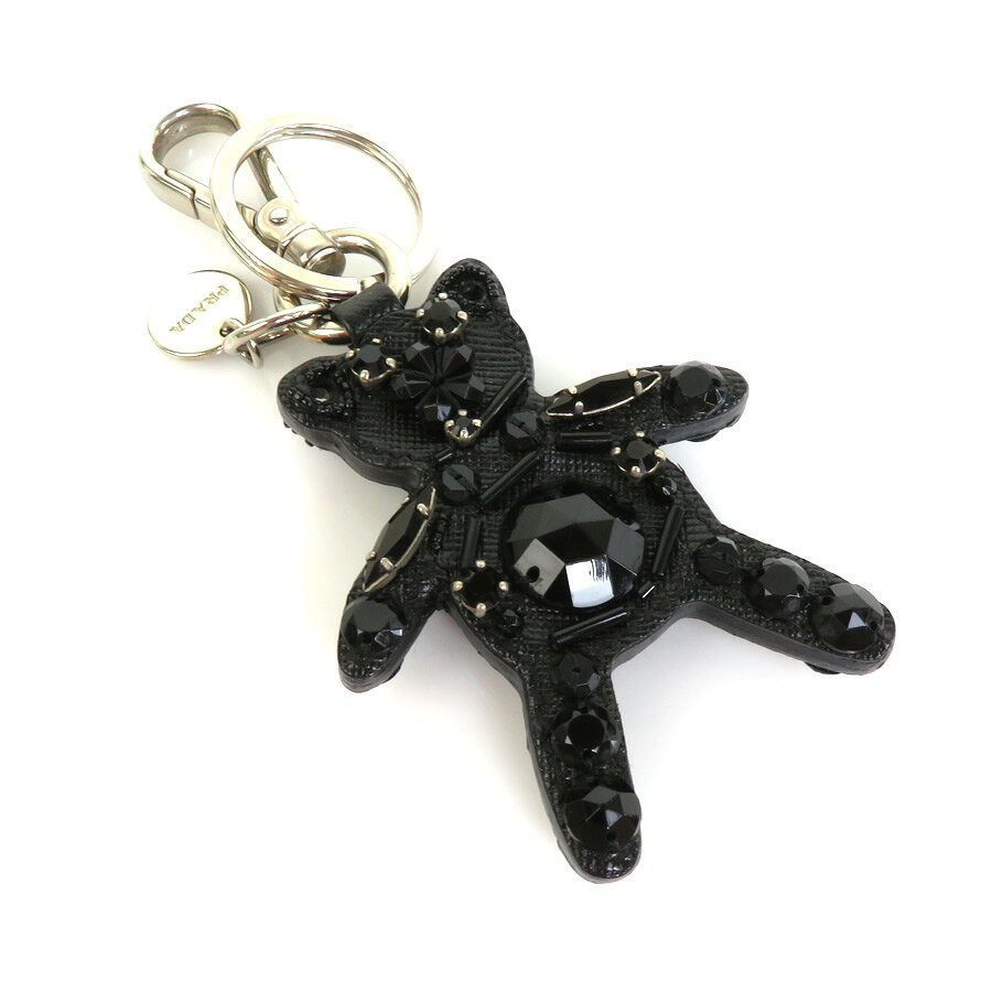 プラダ PRADA チャーム キーリング テディベア くま レザー/ビーズ ブラック 送料無料【中古】 55403fのサムネイル