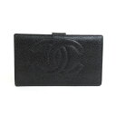 シャネル CHANEL 二つ折り財布 ココマーク キャビアスキンレザー ブラック レディース 送料無料【中古】 55424f