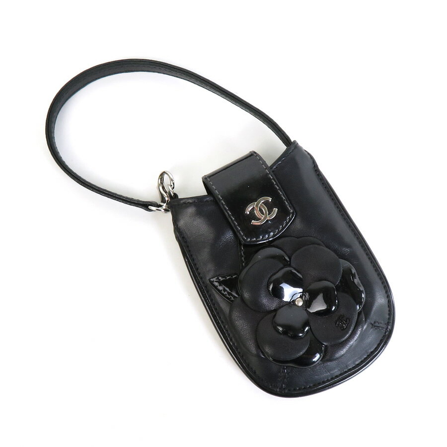 シャネル CHANEL ポーチ マルチケース カメリア レザー/パテントレザー ブラック シルバー レディース 送料無料【中古】 e57119gのサムネイル