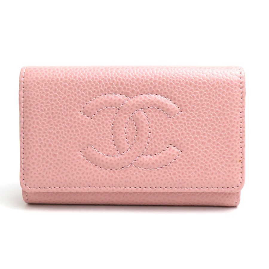 シャネル CHANEL キーケース キャビアスキンレザー ピンク レディース 送料無料【中古】 55505f