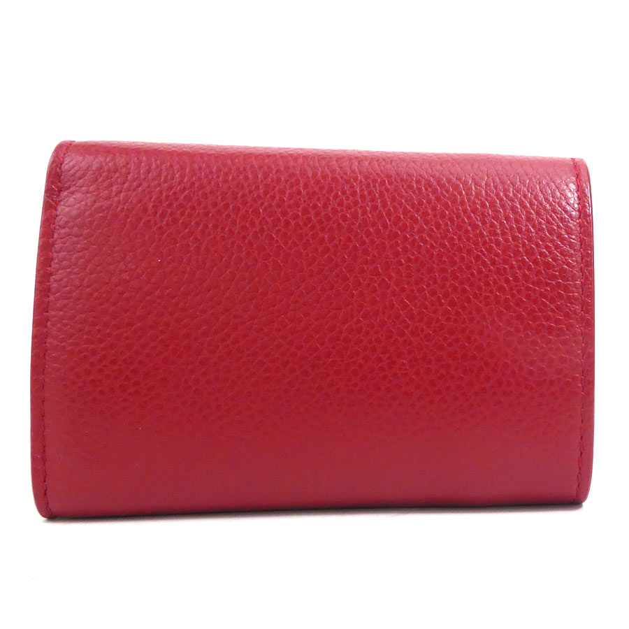 サンローラン SAINT LAURENT 三つ折り財布 レザー レッド ユニセックス 送料無料【中古】 h29934f