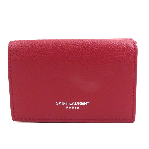 サンローラン SAINT LAURENT 三つ折り財布 レザー レッド ユニセックス 送料無料【中古】 h29934f サンローラン SAINT LAURENT 三つ折り財布 レザー レッド ユニセックス 送料無料【中古】 h29934f