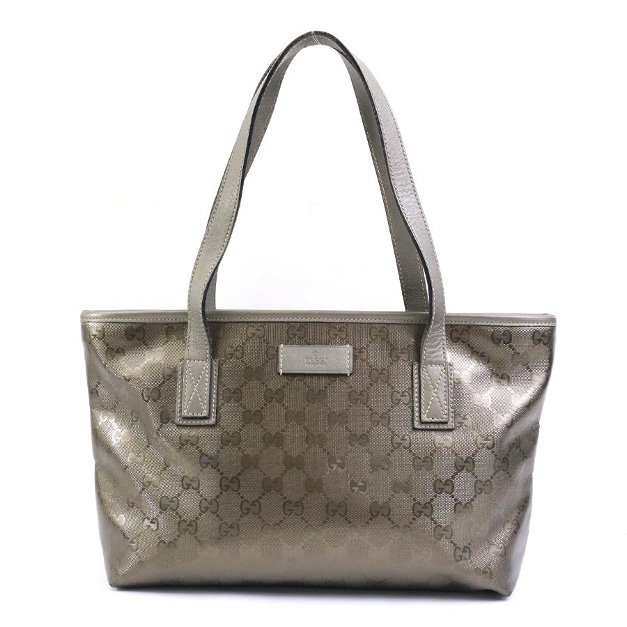 グッチ GUCCI ショルダーバッグ トートバッグ GGインプリメ PVC/レザー メタリックカーキ レディース 211138 送料無料【中古】 e57643a