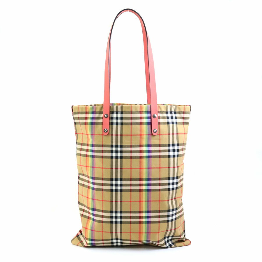 バーバリー BURBERRY ショルダーバッグ トートバッグ コットン/レザー ピンク×ベージュ系 ユニセックス 送料無料【中古】 h30069g