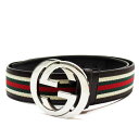 グッチ GUCCI ベルト インターロッキングG レザー/キャンバス/メタル ブラウン/マルチカラー/シルバー メンズ 114984 送料無料【中古】 w0014a