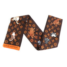 ルイ ヴィトン LOUIS VUITTON スカーフ キャットグラム バンドー シルク ブラウン×オレンジ系 レディース MP2268 送料無料【中古】 55636g