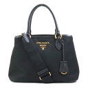 プラダ PRADA ハンドバッグ 斜め掛けショルダーバッグ ナイロン/レザー ブラック ゴールド レディース 送料無料【中古】 e58125g