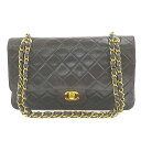 シャネル CHANEL ショルダーバッグ マトラッセ ダブルフラップ レザー/メタル ブラック/ゴールド レディース 送料無料【中古】 e58162a