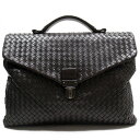 ボッテガヴェネタ BOTTEGAVENETA ハンドバッグ ビジネスバッグ イントレチャート レザー ブラウン メンズ 送料無料【中古】 t19210j