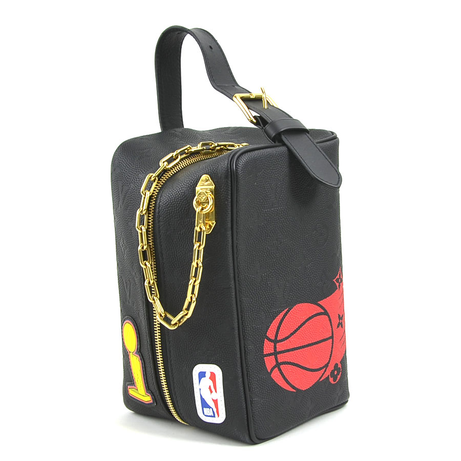 ルイ ヴィトン LOUIS VUITTON ハンドバッグ クラッチバッグ LV x NBA クローク ドップキット レザー ブラック ゴールド メンズ M58515 送料無料【中古】 e58406a