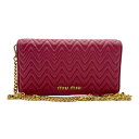 ミュウミュウ MIUMIU 斜め掛けショルダーバッグ ポシェット レザー ディープピンク レディース 5DH044 送料無料【中古】 z0343