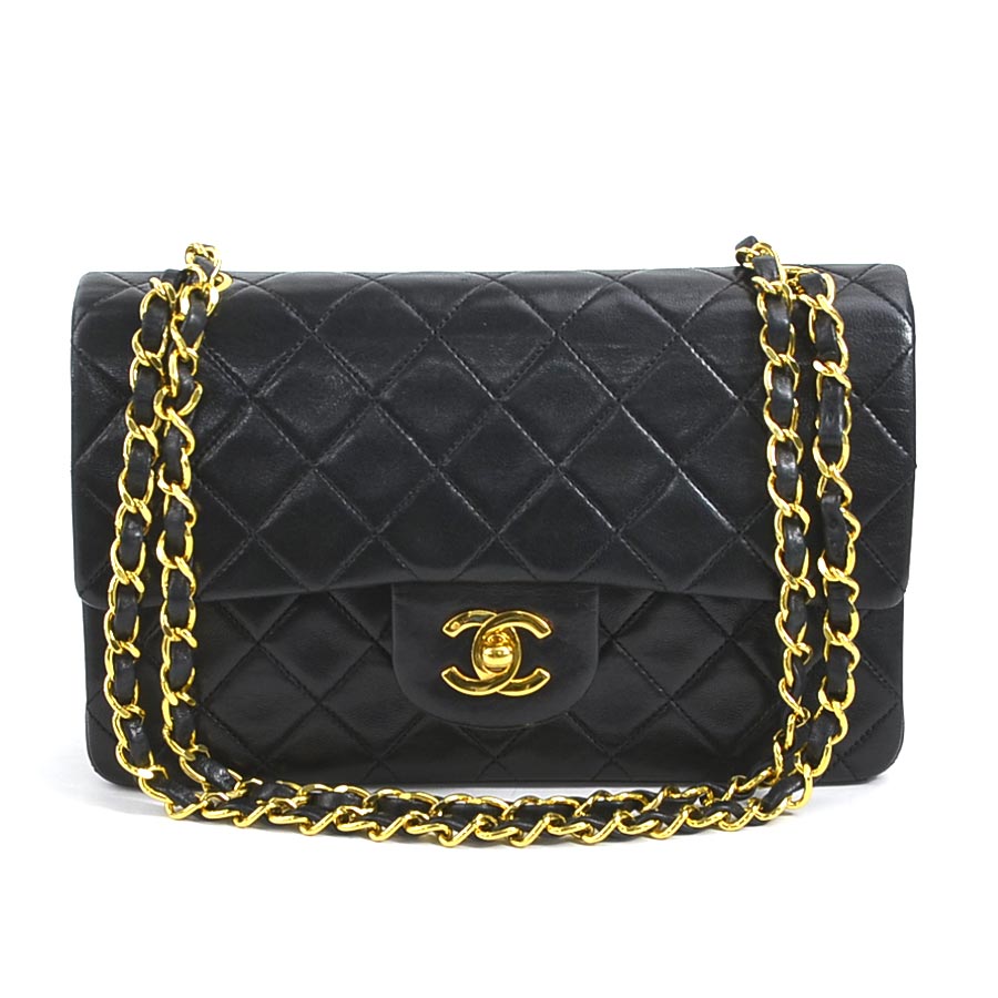 シャネル CHANEL ショルダーバッグ マトラッセ ダブルフラップ レザー/メタル ブラック/ゴールド レディース 送料無料【中古】 e58466g