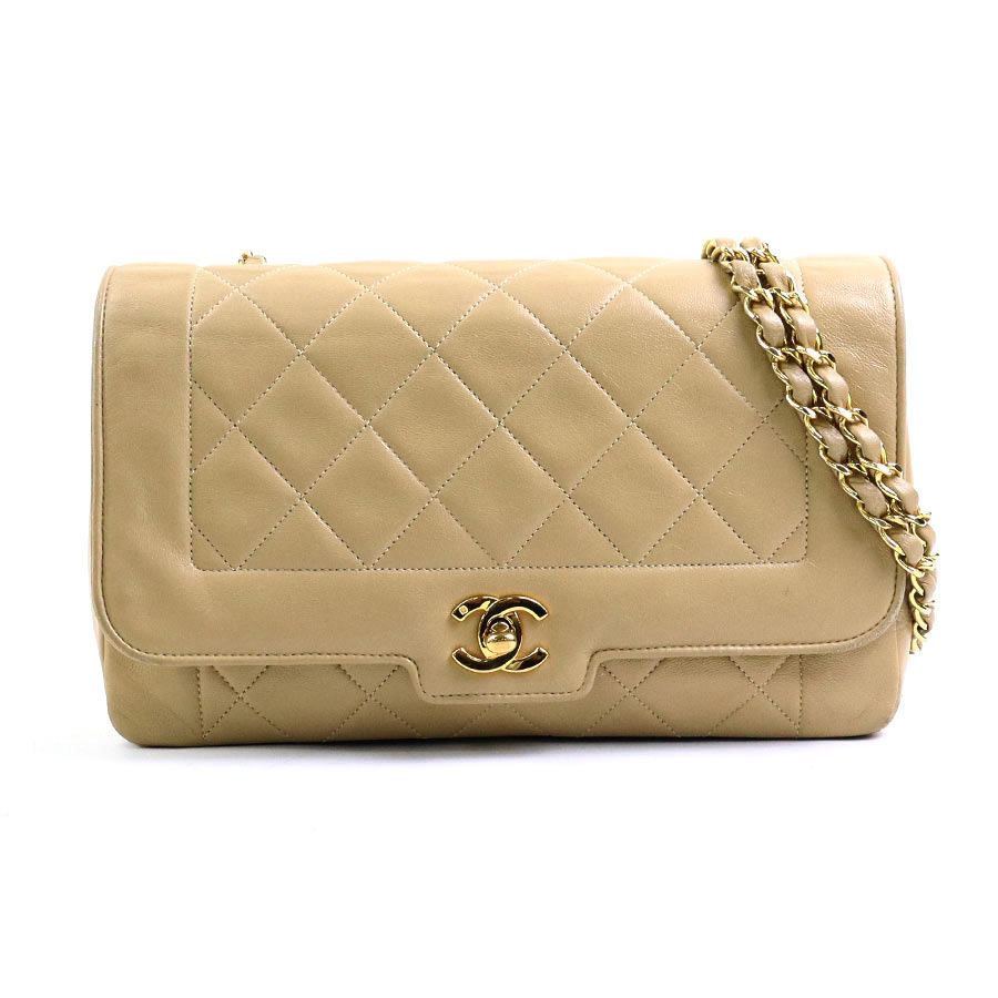 シャネル CHANEL ショルダーバッグ マトラッセ レザー/メタル ベージュ/ゴールド レディース 送料無料【中古】 e58484a