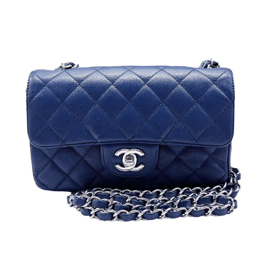 シャネル CHANEL ショルダーバッグ マトラッセ キャビアスキンレザー/メタル ブルー/シルバー レディース 送料無料【中古】 z0446