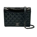 シャネル CHANEL ショルダーバッグ レザー ネイビー×ブラック レディース 送料無料【中古】 z0580