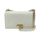 シャネル CHANEL ショルダーバッグ ボーイシャネル レザー ホワイト レディース 送料無料【中古】 z0739